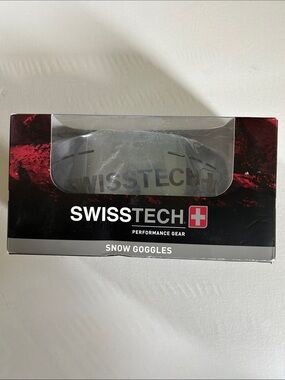 NIB Swiss Tech Snow Goggles in Black and Red Packaging